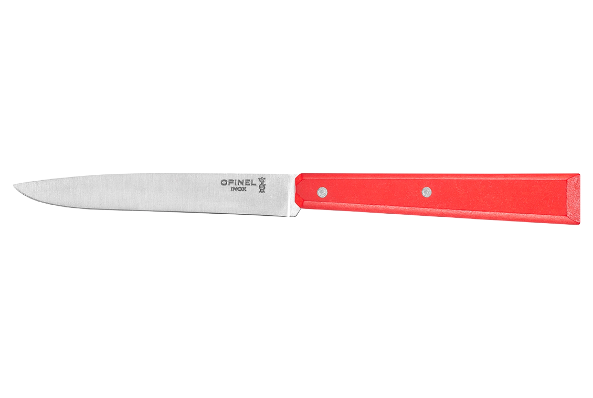 Opinel - Tischmesser N°125 Rot - Personalisierbar - Glatte Klinge aus rostfreiem Stahl 11 cm Steakmesser - Holzgriff - Made in France