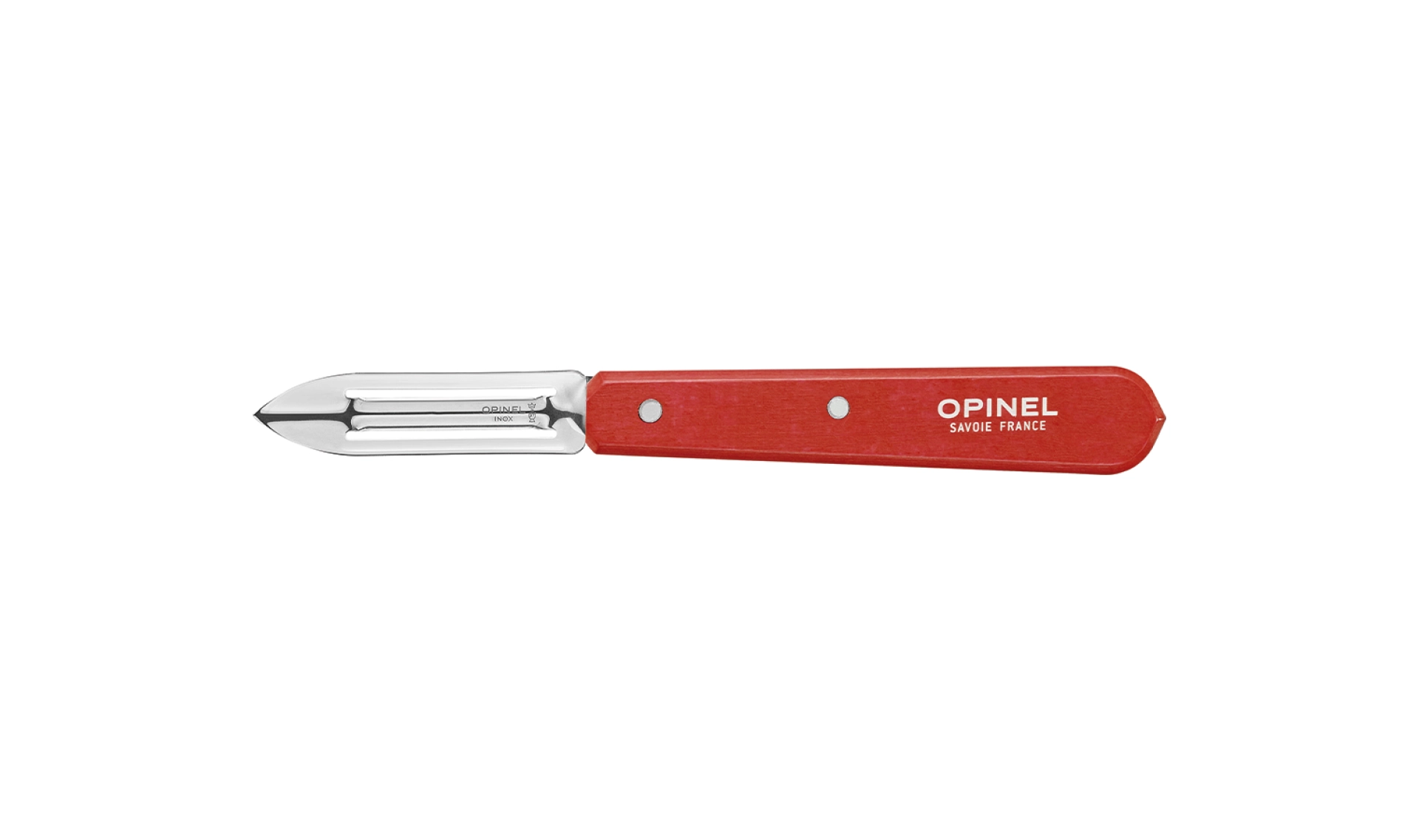 Opinel - Peeler N°115 Red Paysage - 6 cm stainless steel blade - Hornbeam Wood Handle - Essential Cook's Knife - Peeling Slicing Cutting