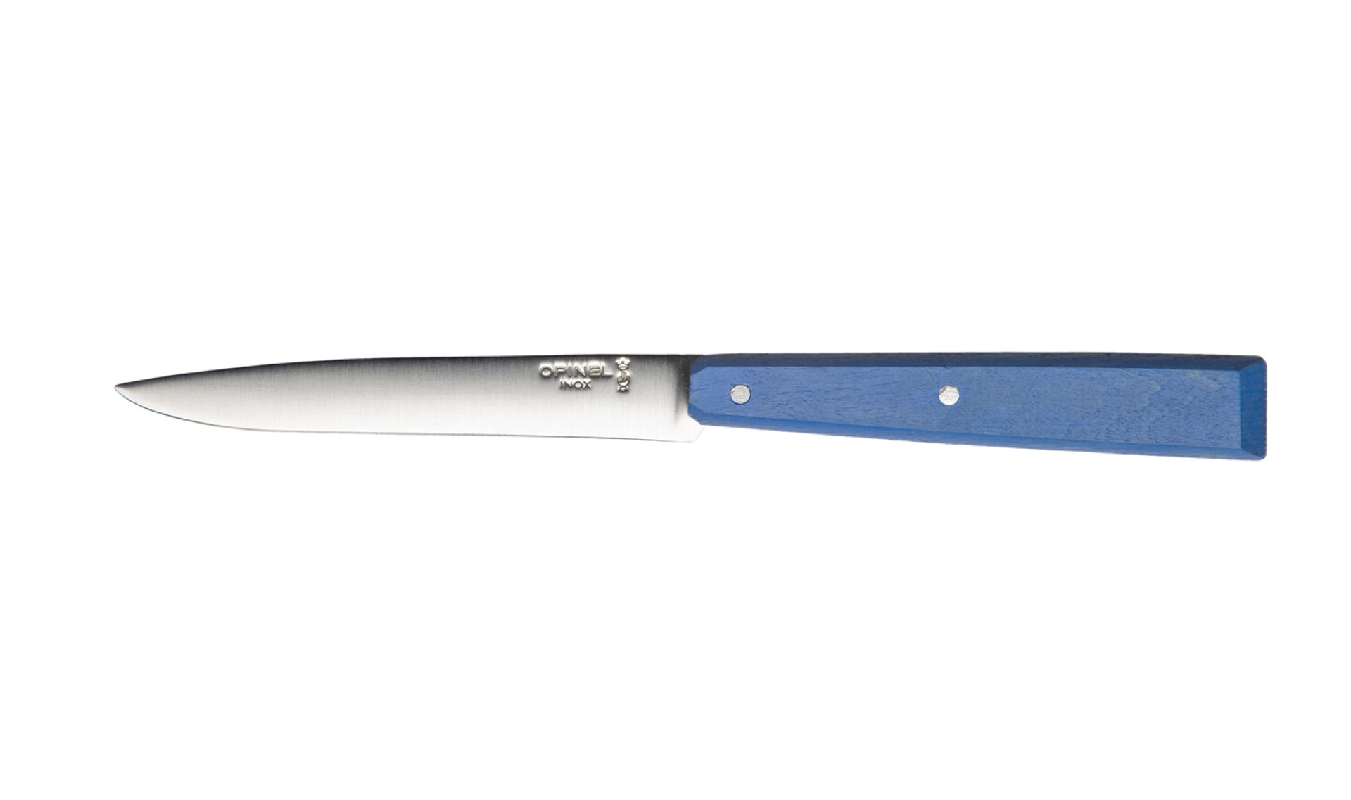 Opinel - Table Knife N°125 Sky Blue - Customisable - Smooth stainless steel steak blade 11 cm - Wooden handle - Made in France