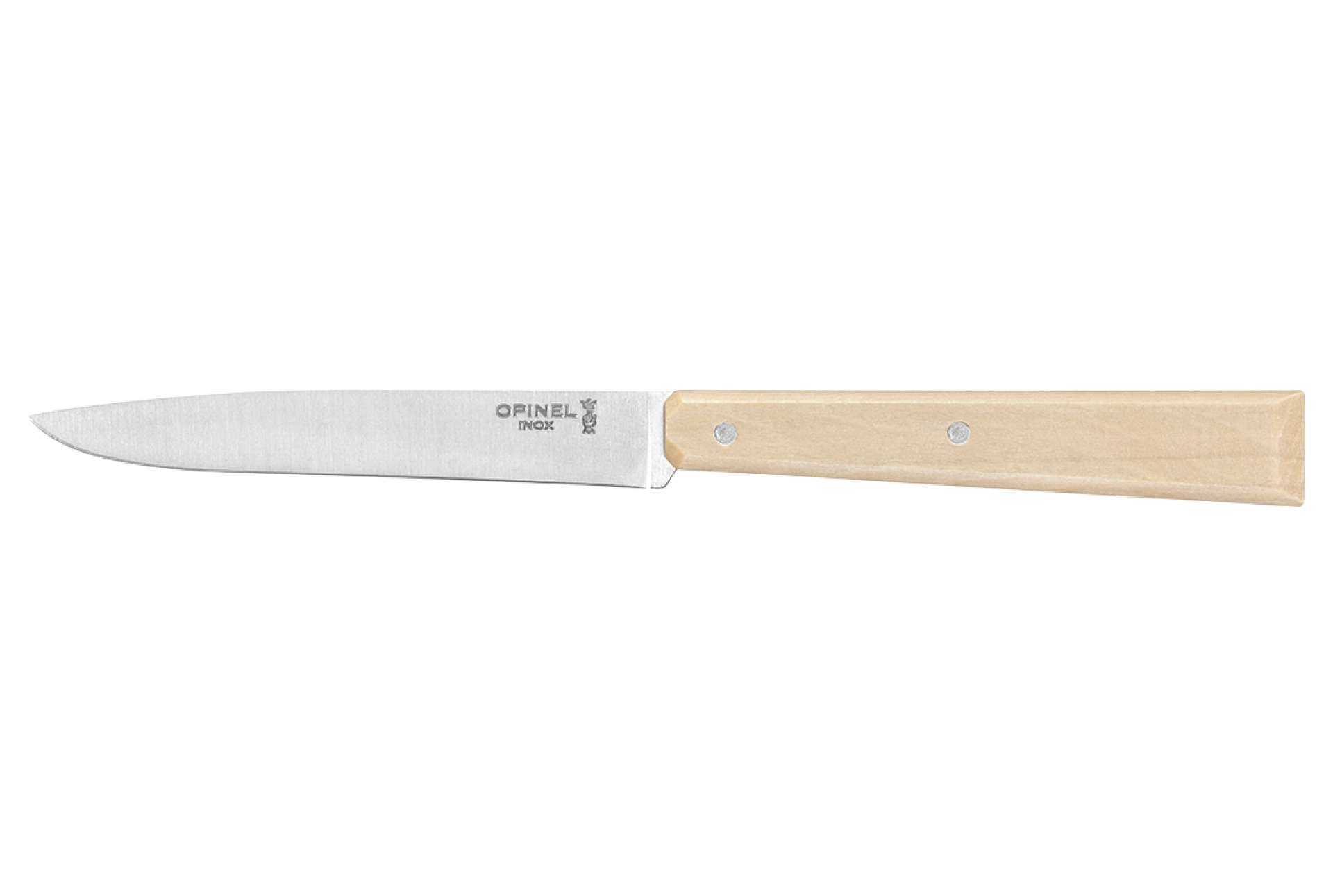 Opinel - Table Knife N°125 Hornbeam - Customisable - Smooth stainless steel steak blade 11 cm - Wooden handle - Made in France