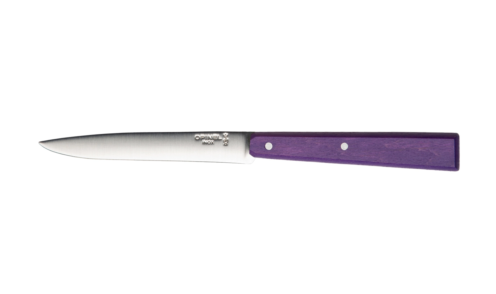 Opinel - Tischmesser N°125 Rotviolett - Personalisierbar - Glatte Klinge aus rostfreiem Stahl 11 cm Steakklinge - Holzgriff - Made in France