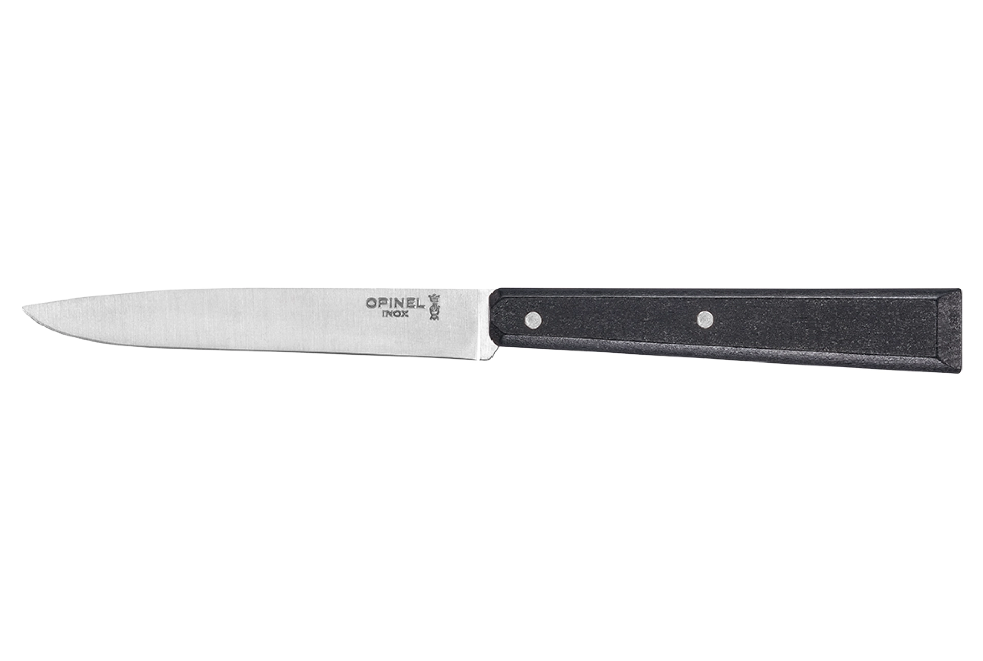 Opinel - Tischmesser N°125 Schwarz - Personalisierbar - Glatte Klinge aus rostfreiem Stahl 11 cm Steakklinge - Holzgriff - Made in France