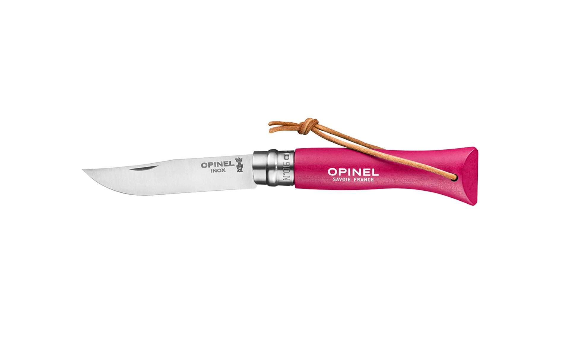 Opinel - Taschenmesser N°06 Baroudeur Himbeere - Personalisierbar - Klinge aus rostfreiem Stahl 7 cm - Griff aus farbigem Holz - Made in France